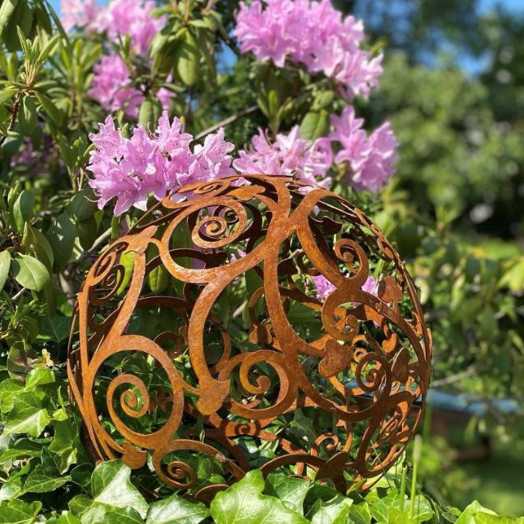 Terma Rost Kugel 40 cm Barock filigran Gartenfigur groß | 40 cm | 2052-40 cm --002 | Figuren