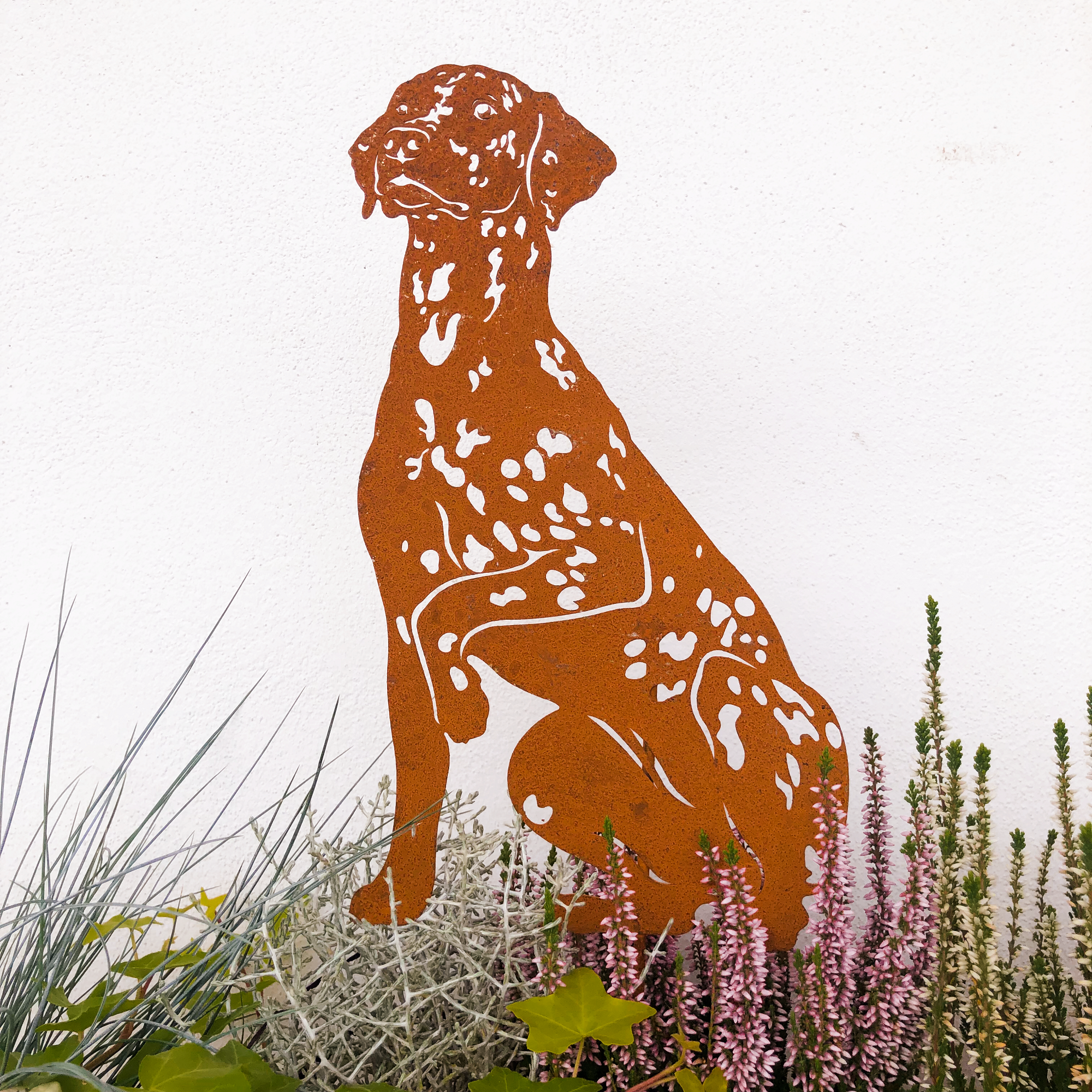 Rostfigur Dalmatiner 30 cm (mit Spieß 50 cm) Gartenstecker
