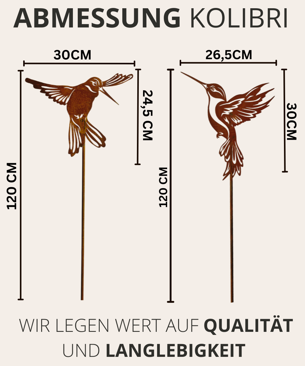 SET zwei Kolibri Gartenstecker XXL Höhe ca. 120 cm