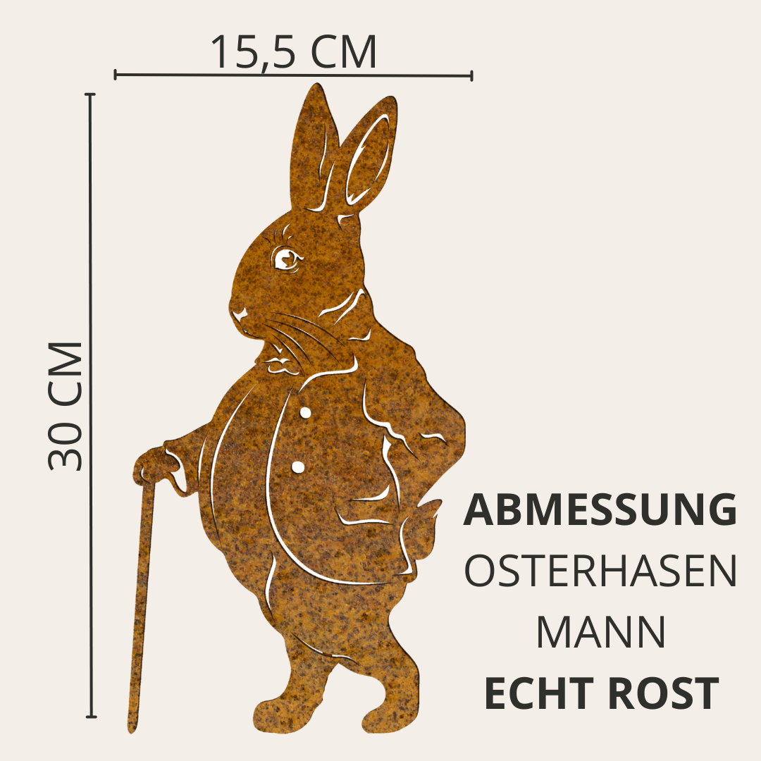 Rost Osterhasen Mann 30 cm mit Spieß