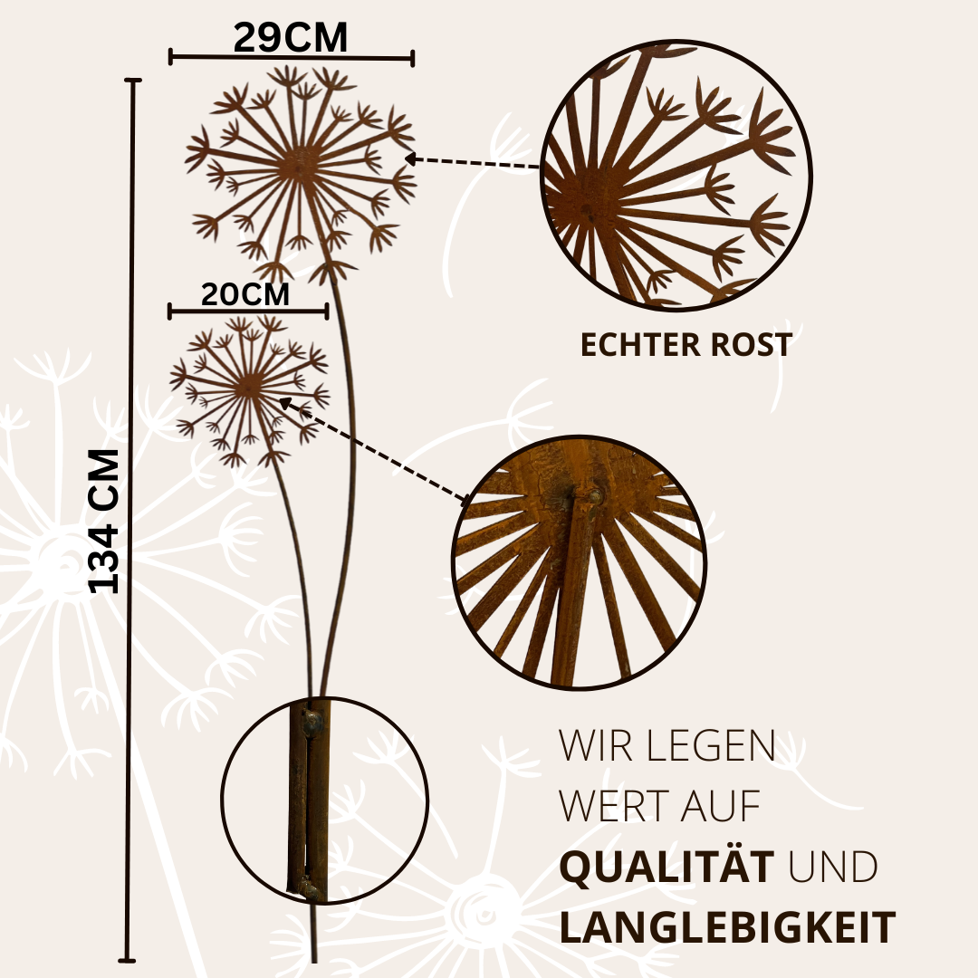 Rost Pusteblume Gartenstecker XXL Höhe ca. 120 cm