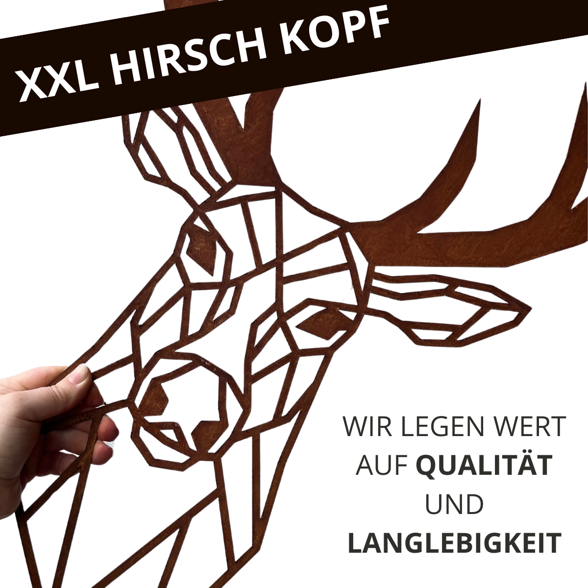 Rost Wanddeko Geometrischer Hirsch XXL 70x50cm Metall Deko modern 