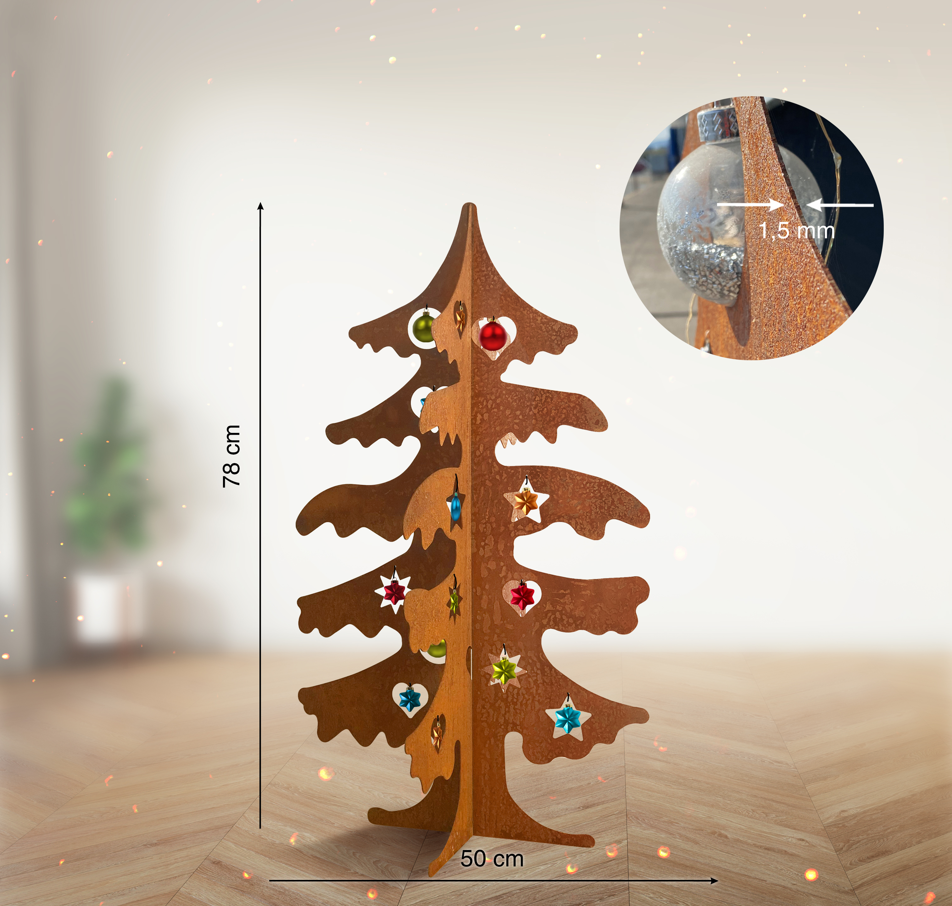 Rost Weihnachtsbaum zum stecken 3D, Tannenbaum, Christbaum, Edelrost Höhe 74 cm