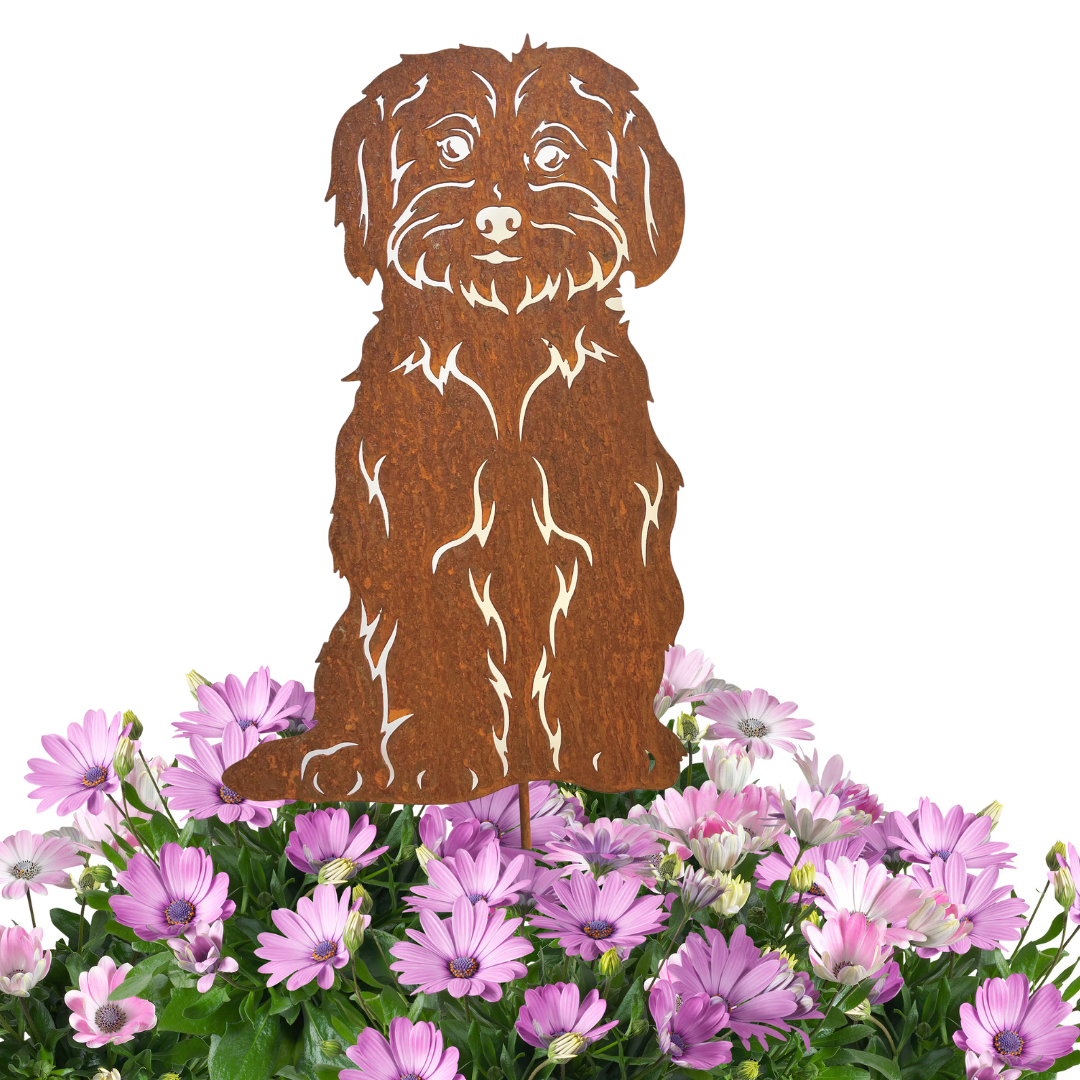 Edelrost Gartenstecker Hund Malteser