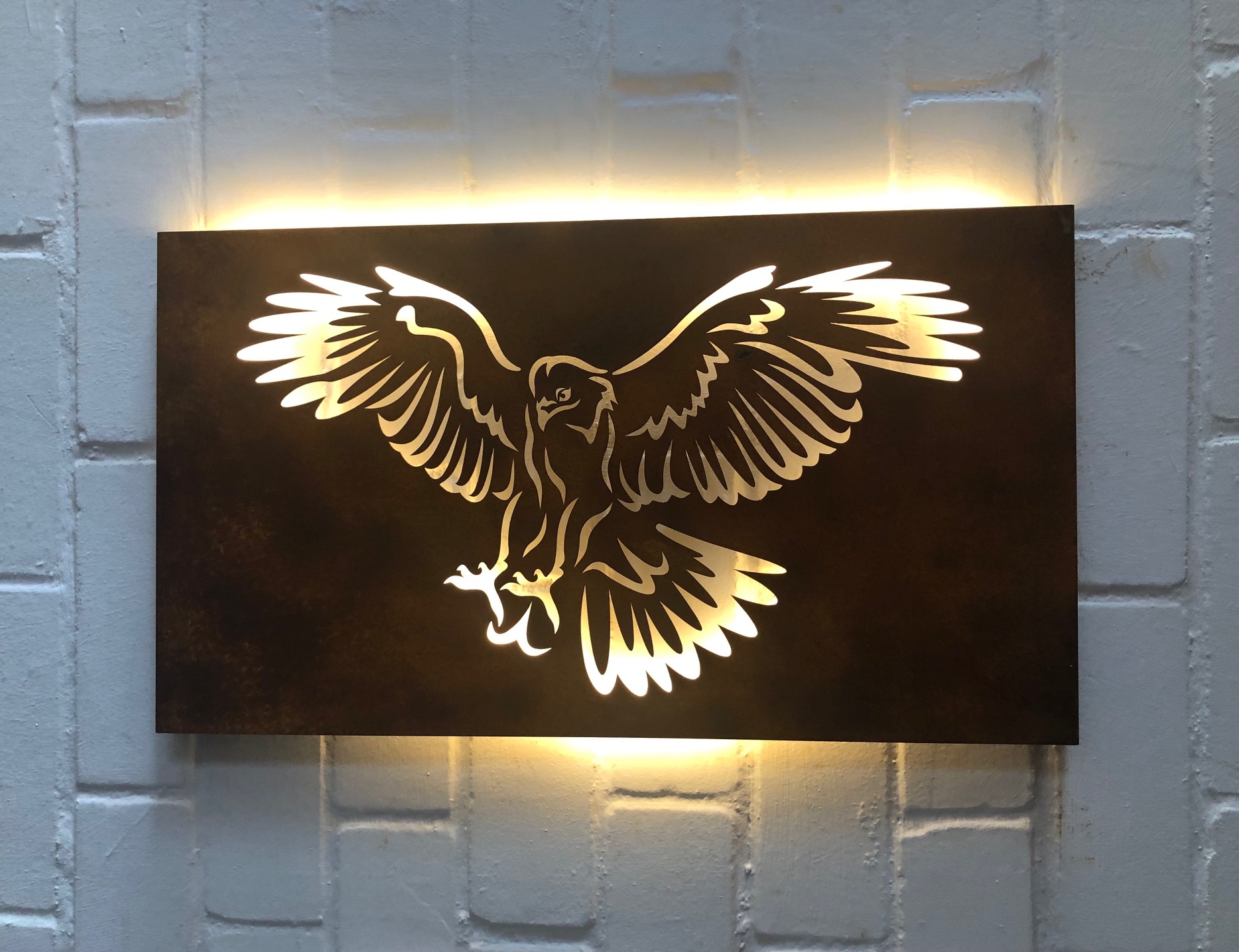 Wandbild (Lampe) Motiv Adler (ohne Beleuchtung) Wandbild 1000x600 mm Edelstahl (rostet nicht)