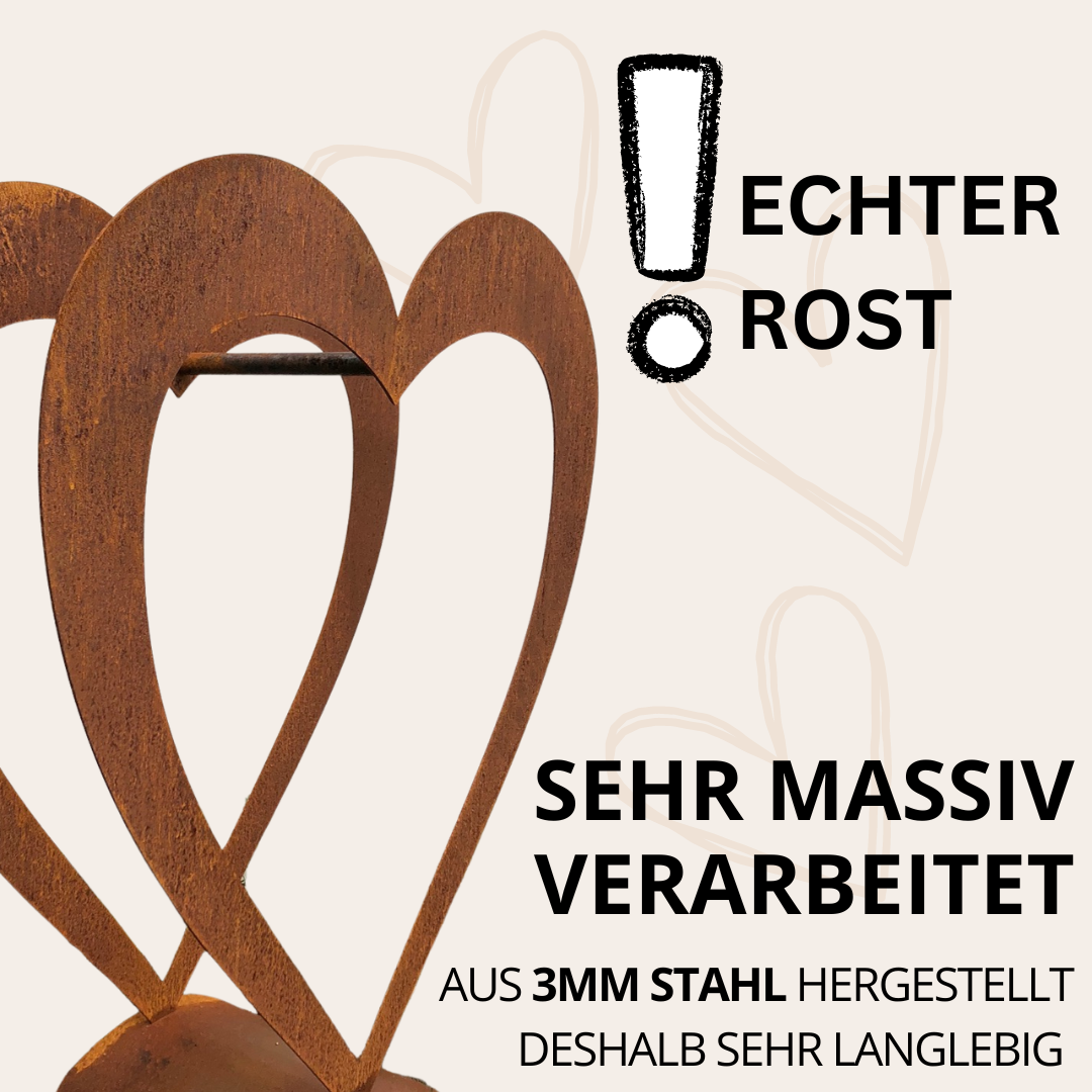 Rost Herz Holzregal ( Ohne Holz) 54x25x60 cm