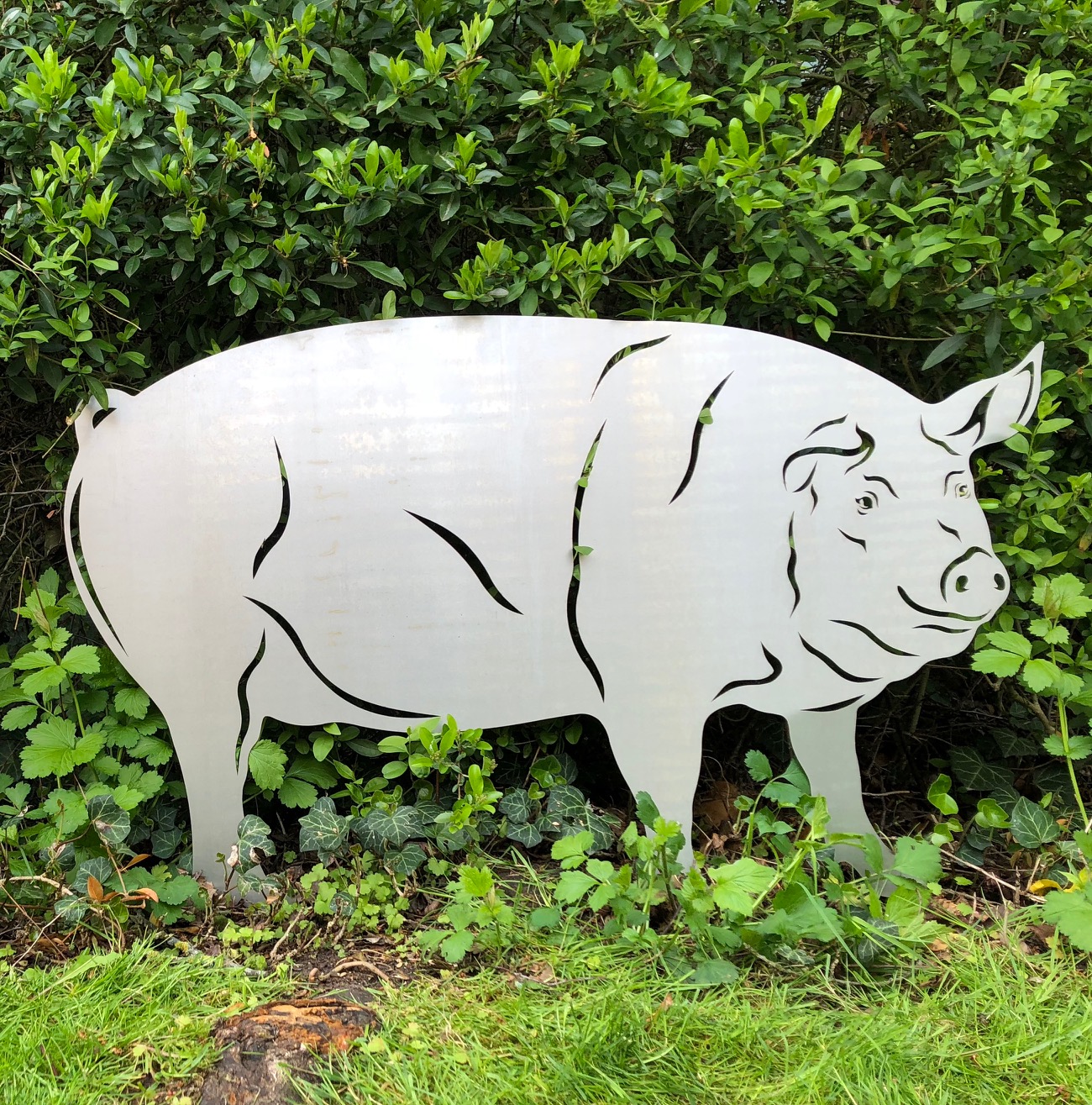 Rostfigur Schwein Höhe 74 cm mit Ferkel 50 cm