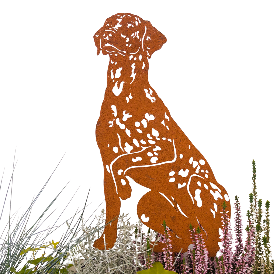 Rostfigur Dalmatiner 30 cm (mit Spieß 50 cm) Gartenstecker